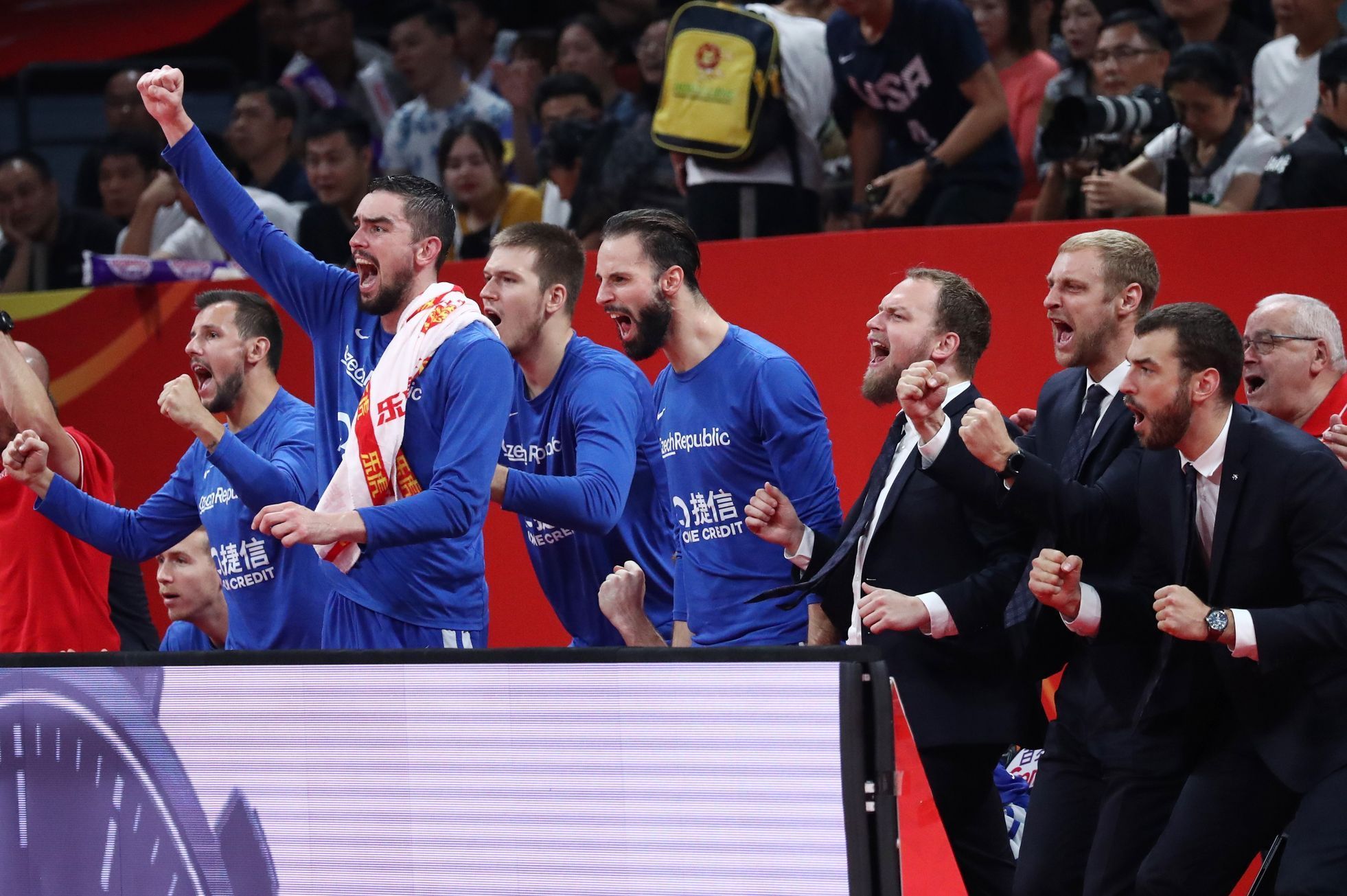 basketbal, MS 2019, Česko - Brazílie, česká radost