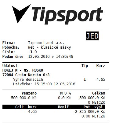 Tipsport tiket bomba