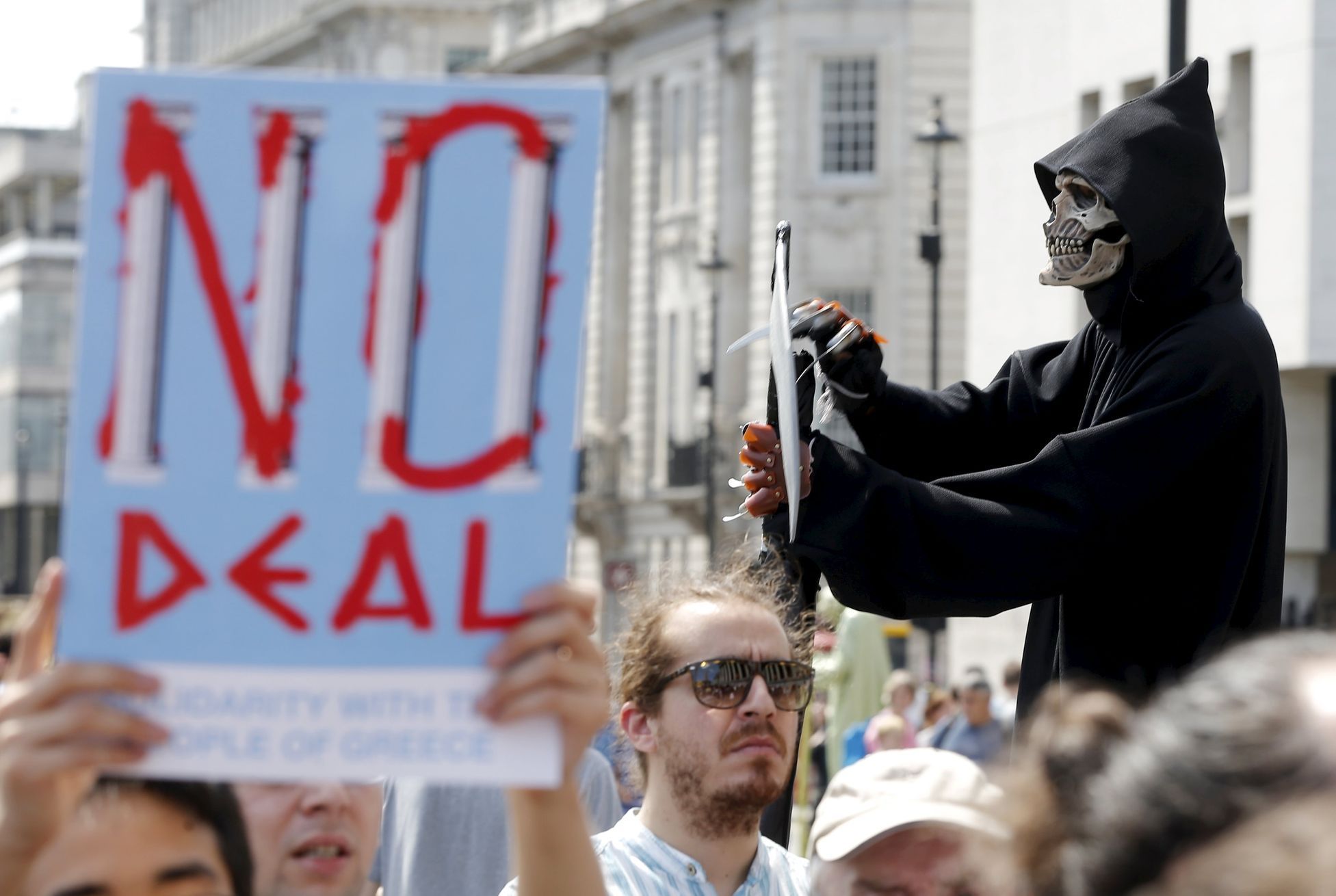 Sympatizanti Řecka na Trafalgarském náměstí v Londýně