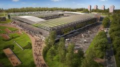 Nový fotbalový stadion FK Hradec Králové spojený s obchodním centrem