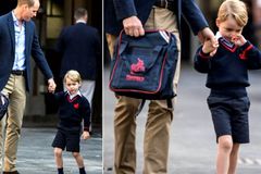 Princ George začal ve čtyřech letech chodit do do školy. První den ho doprovodil otec a dav novinářů