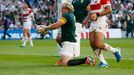 South Africa's Adriaan Strauss celebrates scoring their fourth try Reuters / Stefan Wermuth Livepic