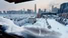 A general view shows a blanket of spring snow in Beijing on March 20, 2013. Beijing and the north of China has been experiencing it's coldest winter in more than 30 years and has seen tens of thousands of the countries livestock dying and transport chaos as flights and highways are shutdown.