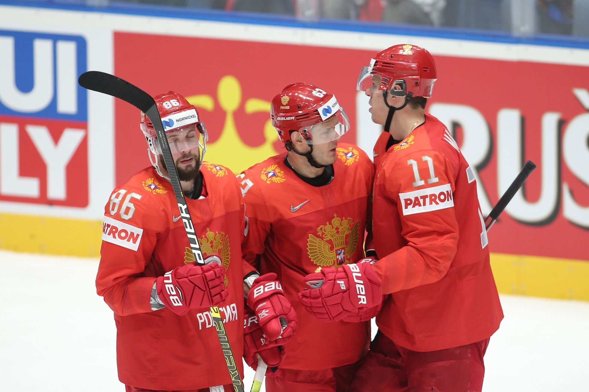 MS v hokeji 2019: Rusko - Norsko, radost Nikity Kučerova, Jevgenije Dadonova a Jevgenije Malkina