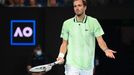 Tennis - Australian Open - Men's Singles Final - Melbourne Park, Melbourne, Australia - January 31, 2022 Russia's Daniil Medvedev reacts during the final against Spain's