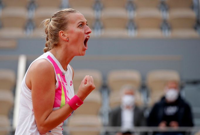 Tennis - French Open - Roland Garros, Paris, France - October 8, 2020 Czech Republic's Petra Kvitova during her semi final match against Sofia Kenin of the U.S. REUTERS/C