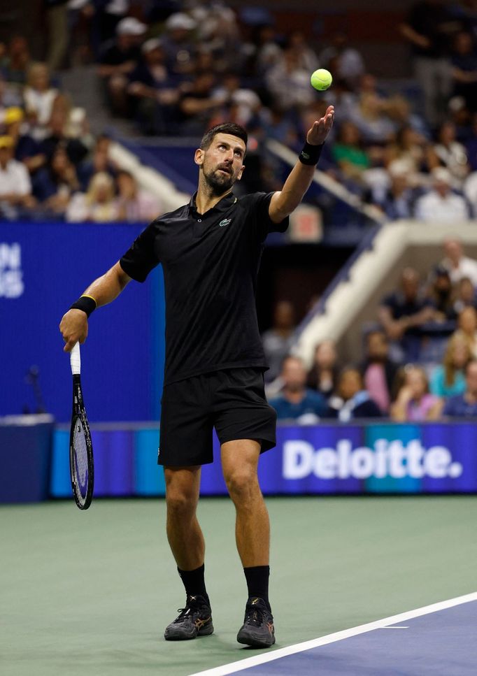 Novak Djokovič v utkání 3. kola US Open 2025