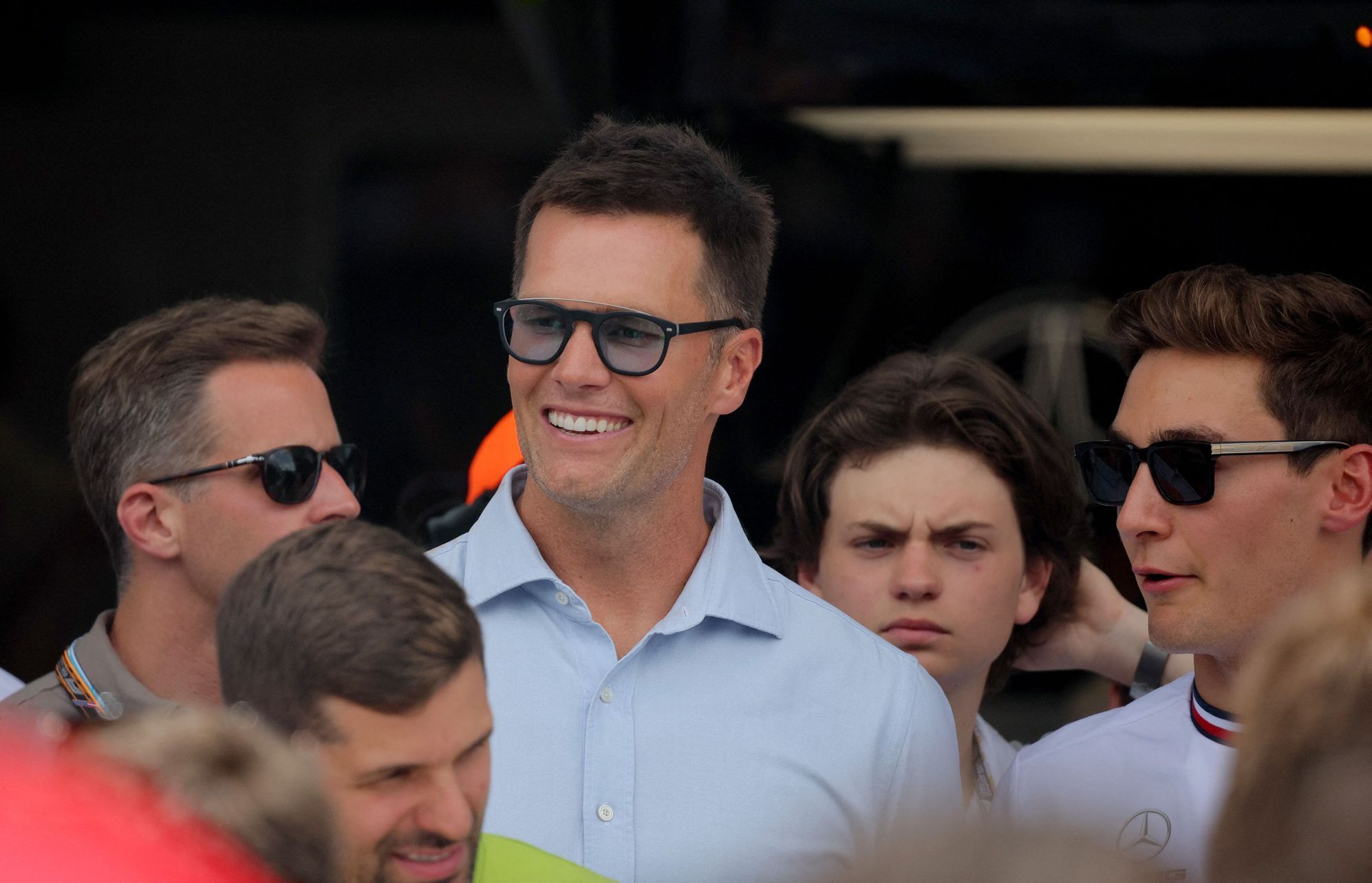 Tom Brady a pilot Mercedesu George Russell ve VC Miami formule 1 2022