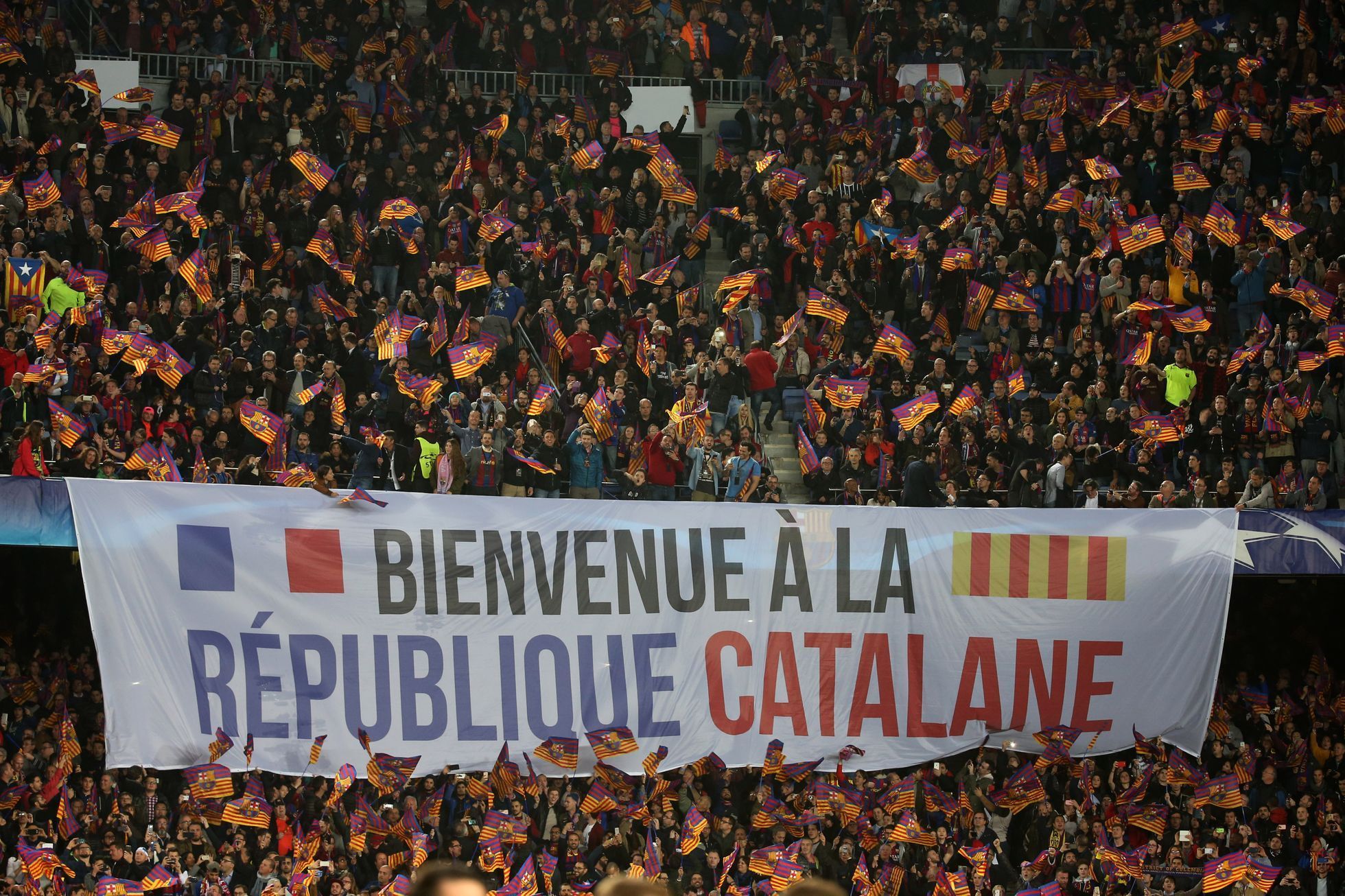 LM, Barcelona- Paris St Germain: fanoušci Barcelony - Vítejte v Katalánské republice