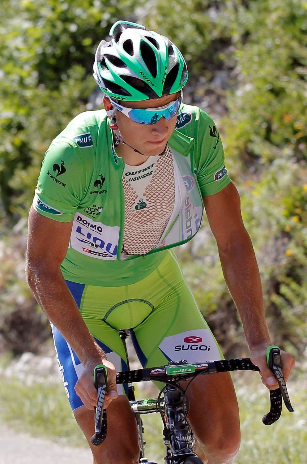 Slovenský cyklista Peter Sagan ze stáje Liquigas-Cannondale během desáté etapy Tou de France 2012.