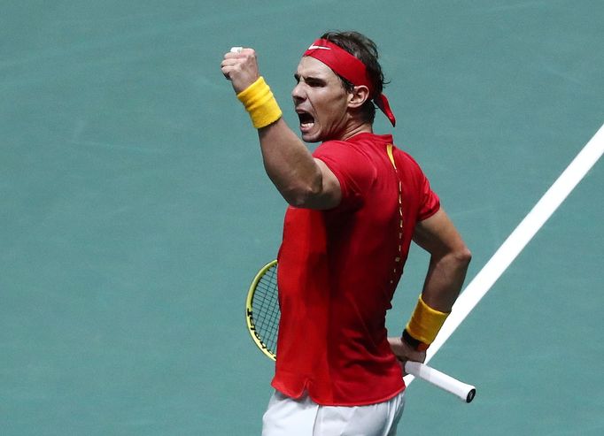 Tennis - Davis Cup Finals - Caja Magica, Madrid, Spain - November 19, 2019   Spain's Rafael Nadal reacts during his group stage match against Russia's Karen Khachanov   R