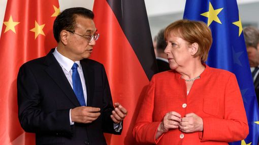 Kancléřka Merkelová a čínský prezident Si.