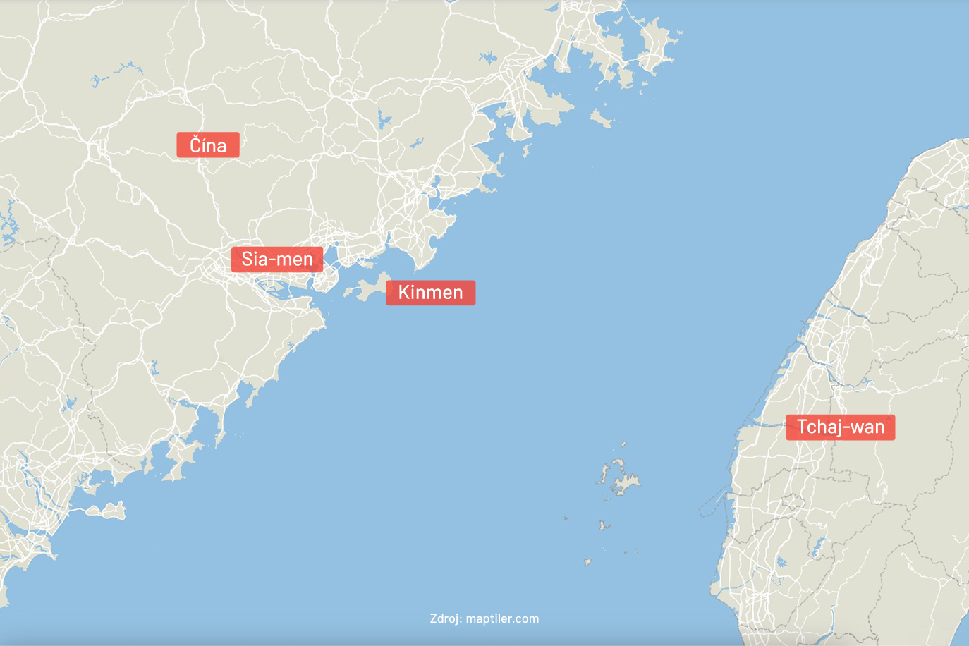 Mapa Čína & Tchaj-wan