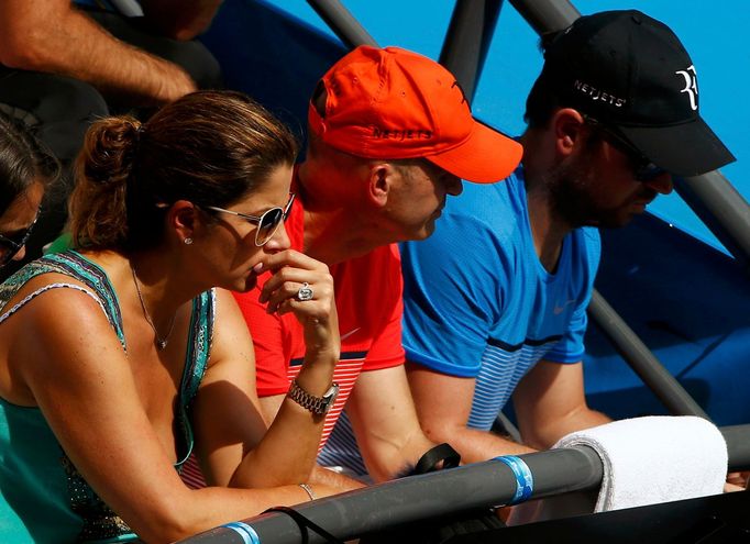 Mirka Federerová v hledišti čtvrtfinále Australian Open 2016