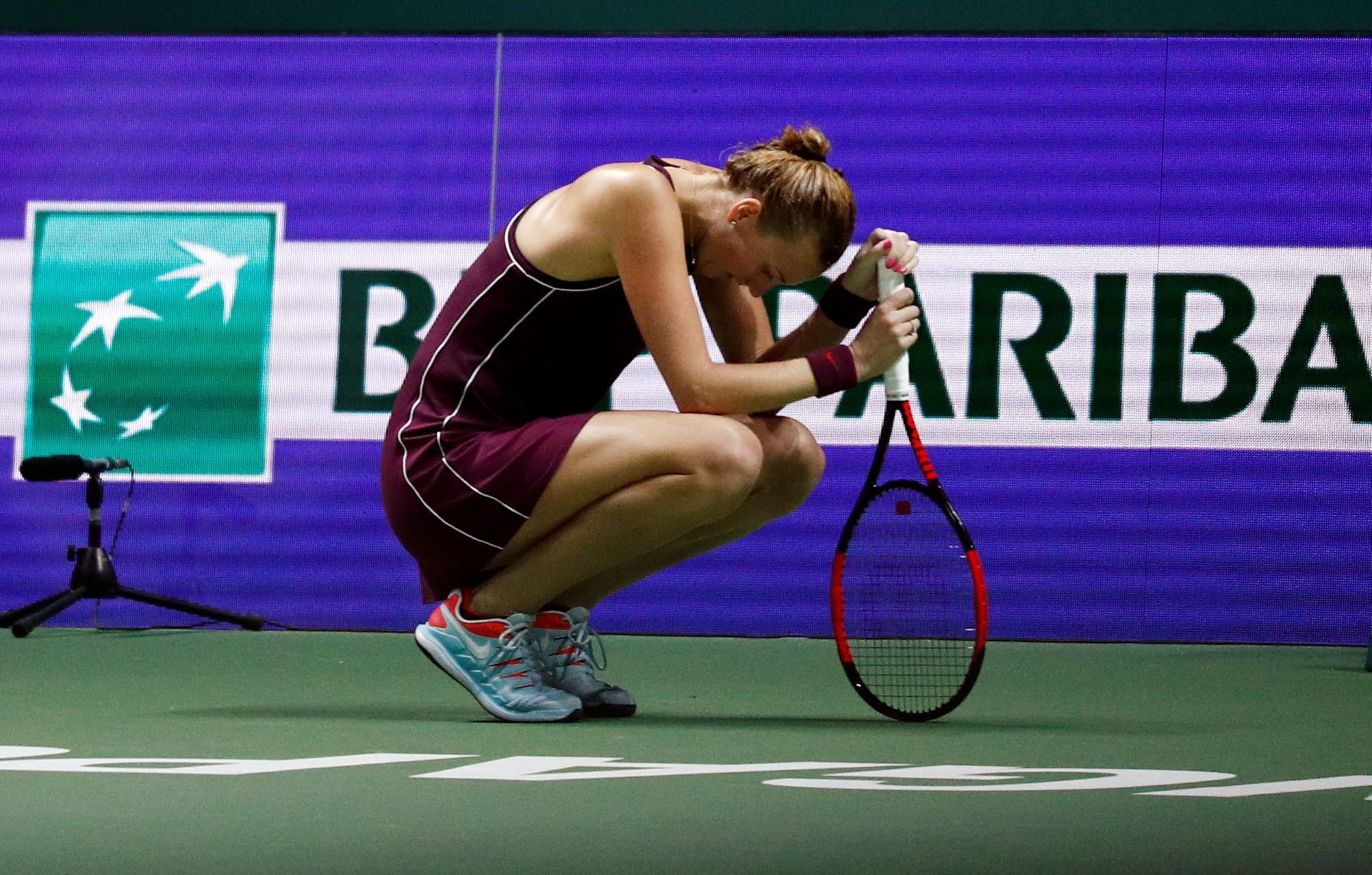 tenis, Turnaj mistryň 2018, Petra Kvitová při zápase s Caroline Wozniackou