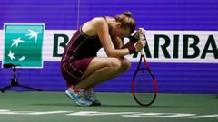 tenis, Turnaj mistryň 2018, Petra Kvitová při zápase s Caroline Wozniackou