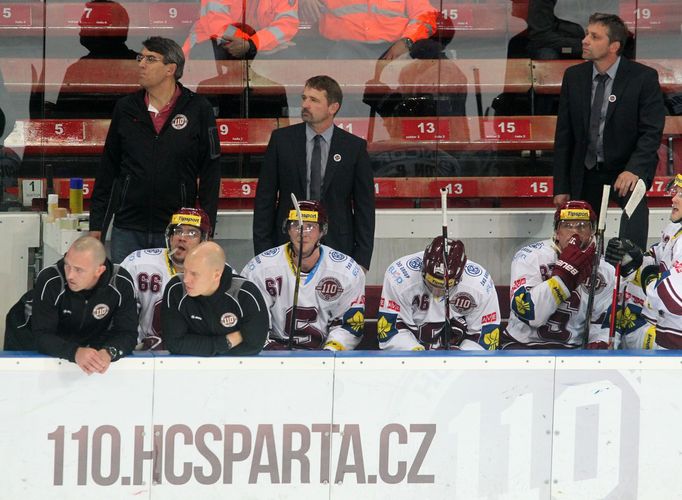 ELH, Sparta - Třinec: střídačka Sparty