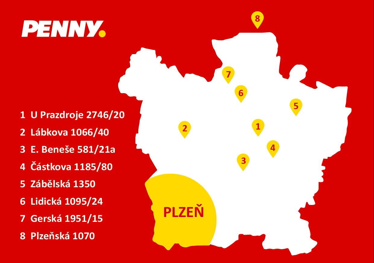 Penny Market mapa Plzeň