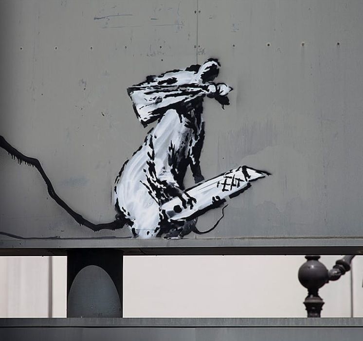 Banksy, krysa, Centre Pompidou, Paříž, umění, streetart