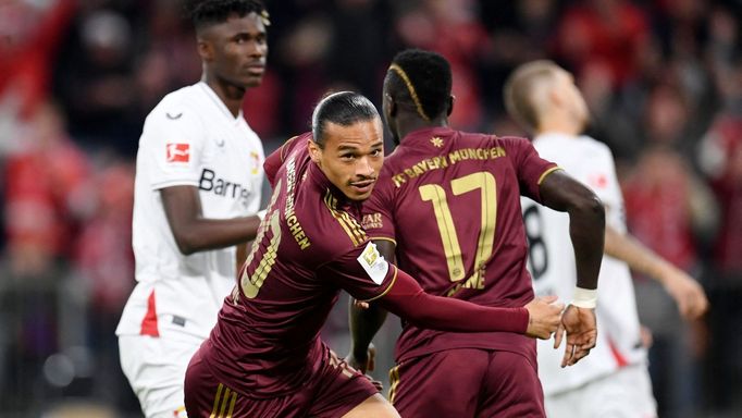 Soccer Football - Bundesliga - Bayern Munich v Bayer Leverkusen - Allianz Arena, Munich, Germany - September 30, 2022 Bayern Munich's Leroy Sane celebrates scoring their