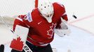 Canada's goalie Ben Scrivens saves during their men's ice hockey World Championship quarter-final game against Finland at Chizhovka Arena in Minsk May 22, 2014. REUTERS/V