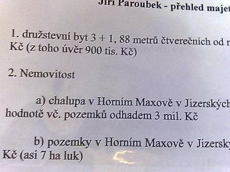 Bývalý premiér Paroubek jako jediný sepsal všechen svůj nemovitý majetek. Prozradil také, v jakém z jeho bytů bude bydlet syn.