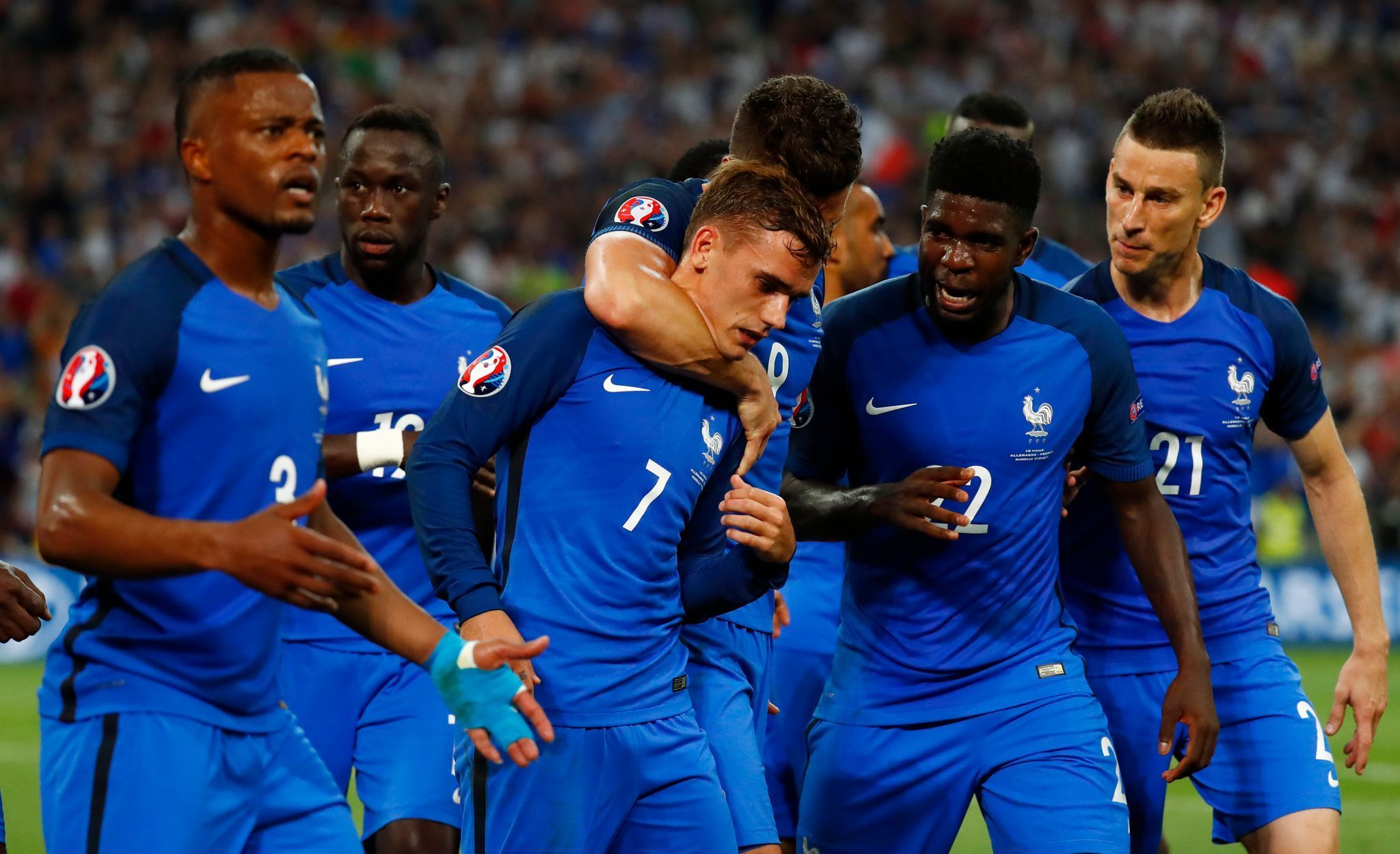 ME 2016, Francie-Německo: Francouzi slaví slaví gól na 1:0