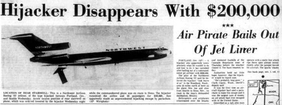 Únosy letadel byly na začátku sedmdesátých let časté, ale zmizení pachatele se přece jen vymykalo.
