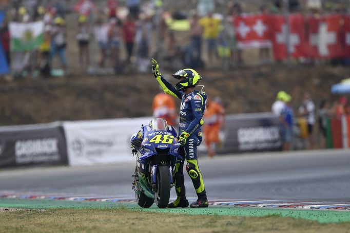 Valentino Rossi na Yamaze v závodě MotoGP v Brně 2018.