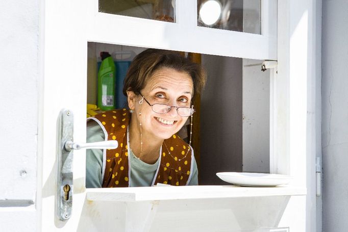 Veronika Freimanová během natáčení filmu Někdo to rád v Plzni.