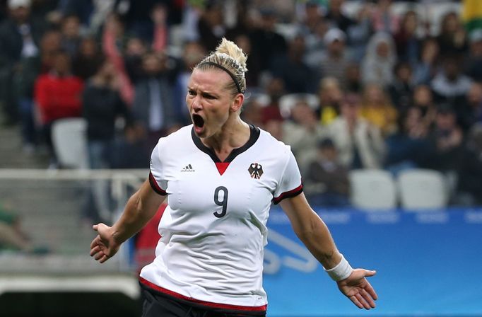 Alexandra Popp (GER) of Germany celebrates a goal.