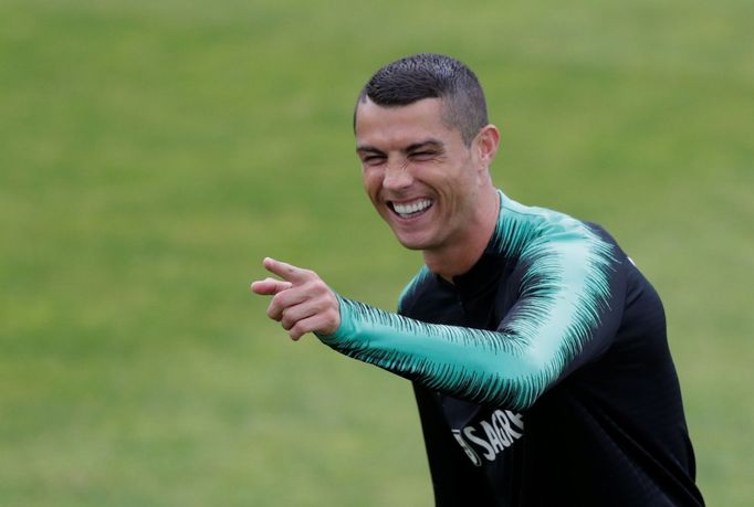 Cristiano Ronaldo při tréninku Portugalska