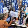 Hillary Clintonová hovoří k demokratickému sjezdu v Denveru