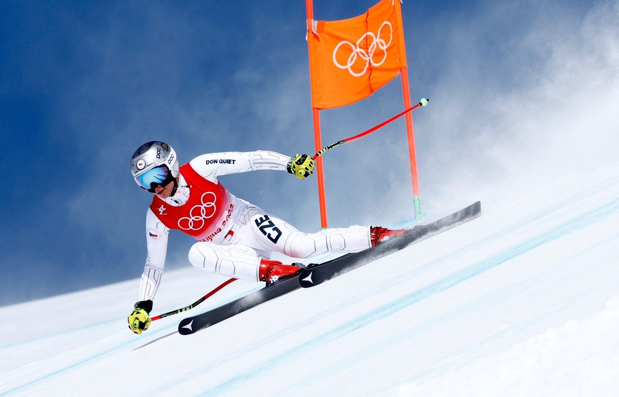 Ester Ledecká na trati sjezdu na ZOH 2022 v Pekingu