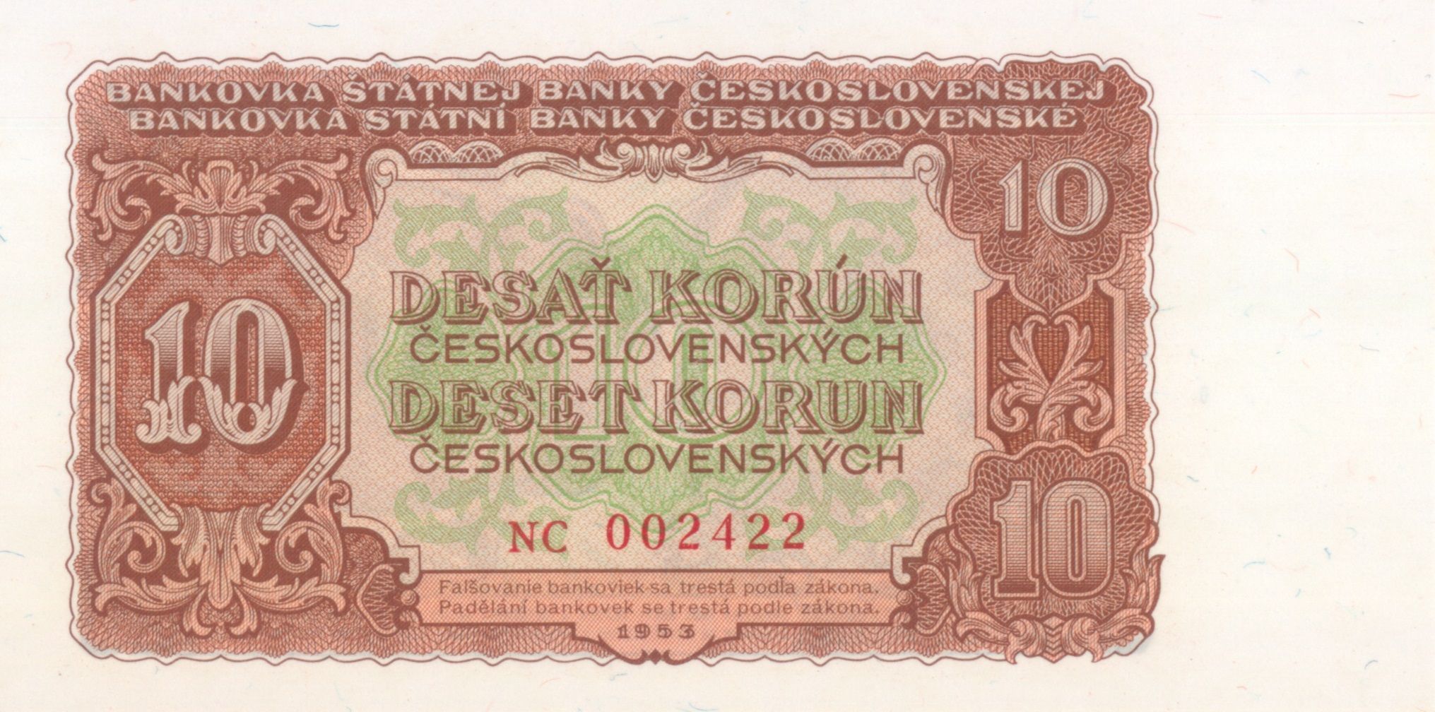 Státovky a bankovky vydané při peněžní reformě v roce 1953