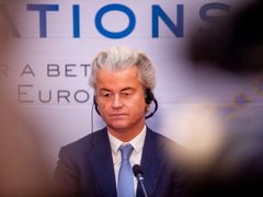 Geert Wilders na konferenci krajně pravicových politiků v Praze.