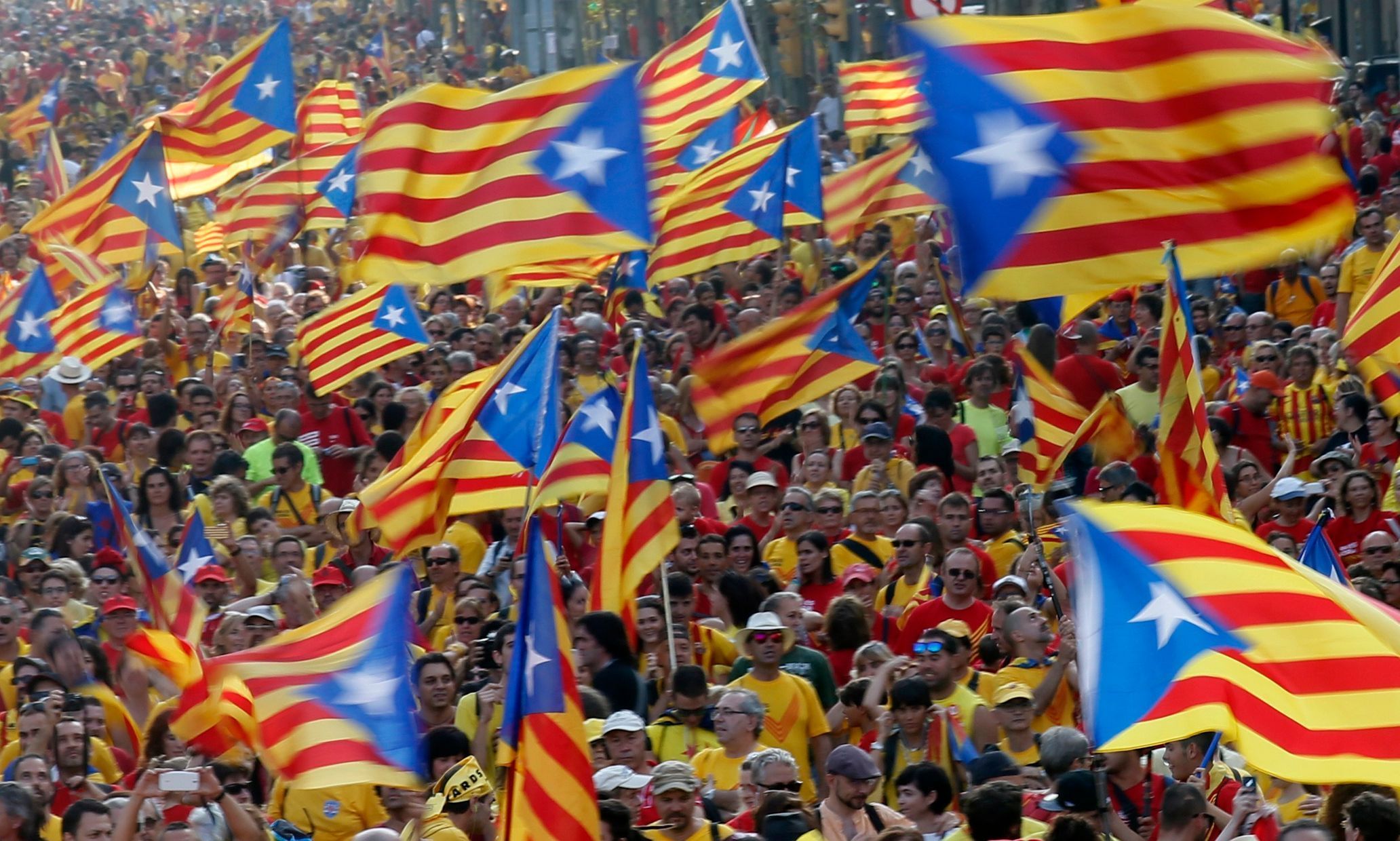 Demonstrace za nezávislost Katalánska v Barceloně