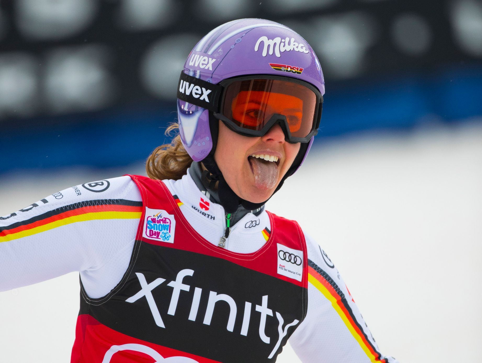 Viktoria Rebensburgová, vítězka obřího slalomu v Killingtonu 2017