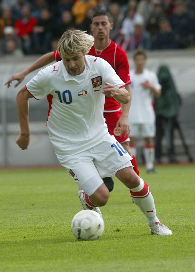 Český fotbalista Jaroslav Černý v přátelském utkání s Maltou v roce 2009.