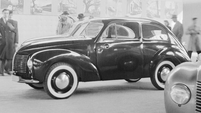 Aero Minor na pražském autosalonu v roce 1947, který byl na dlouhou dobu posledním.