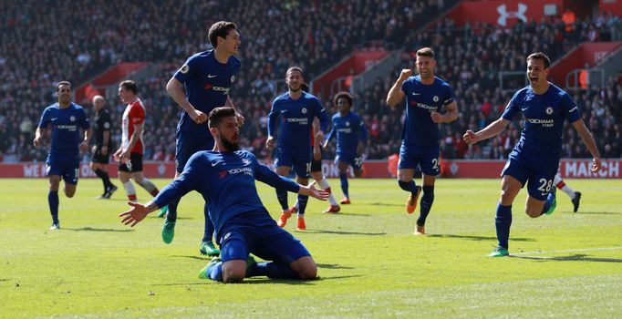 fotbal, anglická liga 2017/2018, Southampton - Chelsea, Oliver Giroud