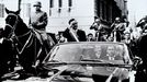 FILE - Chilean President Salvador Allende salutes from an open vehicle as General Augusto Pinochet rides on horseback at left in Santiago, Chile, May 21, 1972. (AP Photo/