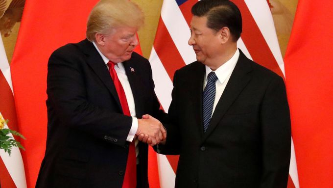 Donald Trump v Číně, snímek z listopadu 2017.