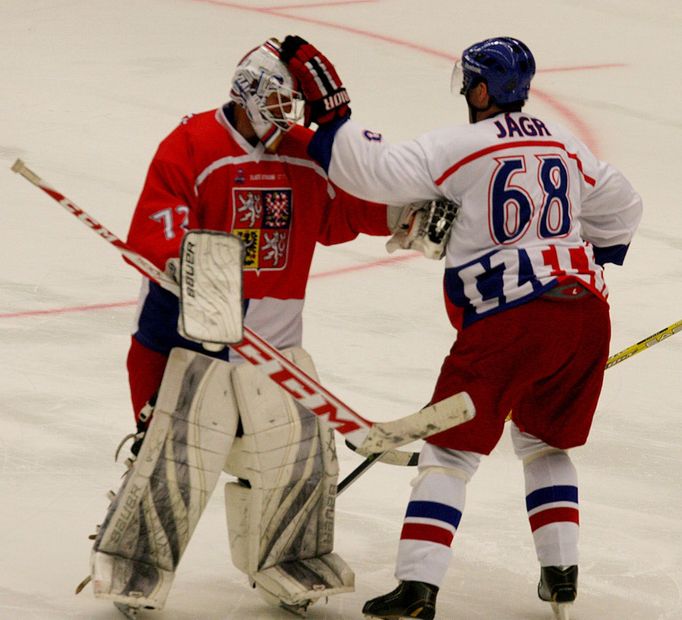 Exhibice hokejových hvězd v Jihlavě (Jágr, Salfický)