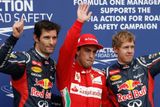 Vyhrál Fernando Alonso z Ferrari. Další dvě místa obsadili jezdci Red Bullu: Sebastian Vettel a Mark Webber. Australan ale přijde o pět míst na startu kvůli výměně převodovky.