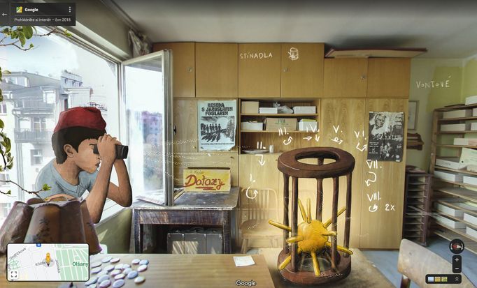 Mezi unikátní sbírky Google map patří například interiéry Národního muzea po rekonstrukci či byt Jaroslava Foglara ilustrovaný kreslířkou Eliškou Podzimkovou.