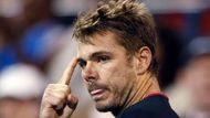 Wawrinka se raduje poté, co ve čtvrté sadě prolomil Berdychův servis.