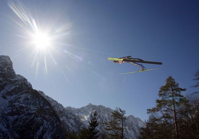 Planica - Thomas Morgenstern při přípravném skoku