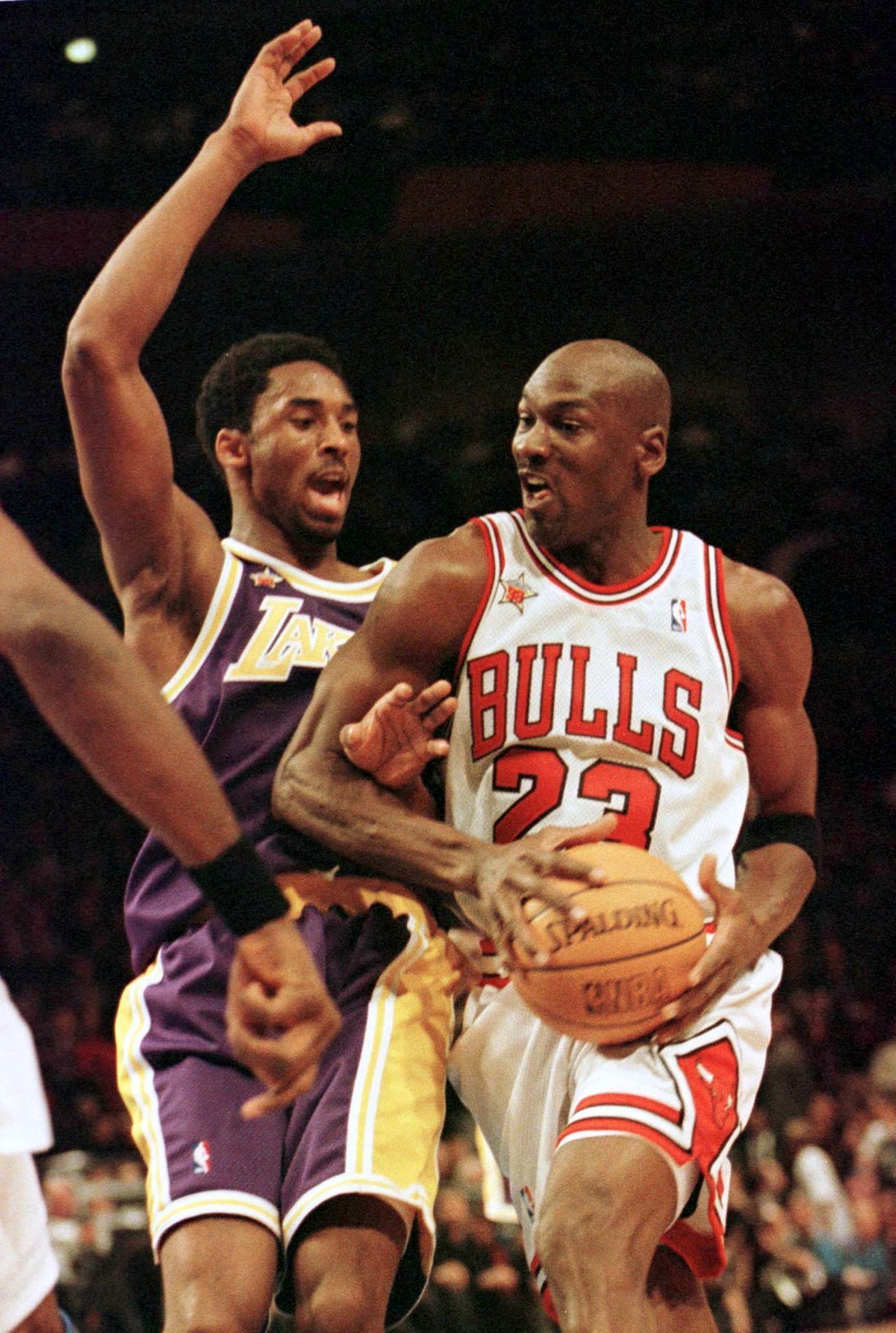 FILE PHOTO: Bulls Jordan And Lakers Bryant in NBA All Star Game in New York