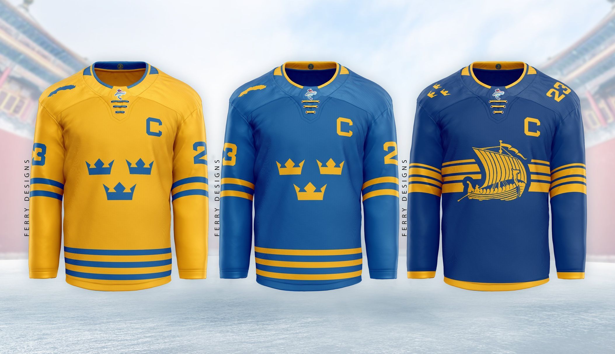 Návrhy hokejových dresů na olympiádu 2022 v Pekingu: Švédsko